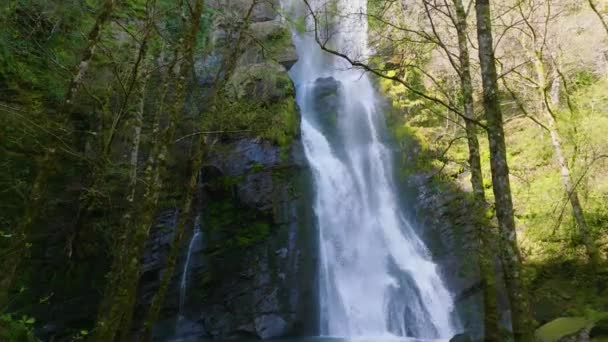 Spektakulärer Wasserfall Von Seimeira Vilagocende Fonsagrada Provinz Lugo Galizien Spanien — Stockvideo