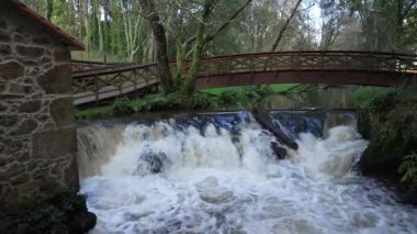 Molino de Gabenlle - Gabenlle Değirmeni ve İspanya 'nın Laracha kentindeki Anllons Nehri üzerindeki Köprü.