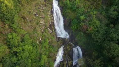La Fervenza de Entrecruces o de San Paio in a Corua, Galiçya İspanya. Hava Görüntüsü