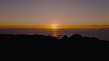 Monte Pindo Zirvesi Carnota 'da Sunset, A Corua Provence, Galiçya, İspanya. Hava Aracı Görüntüsü