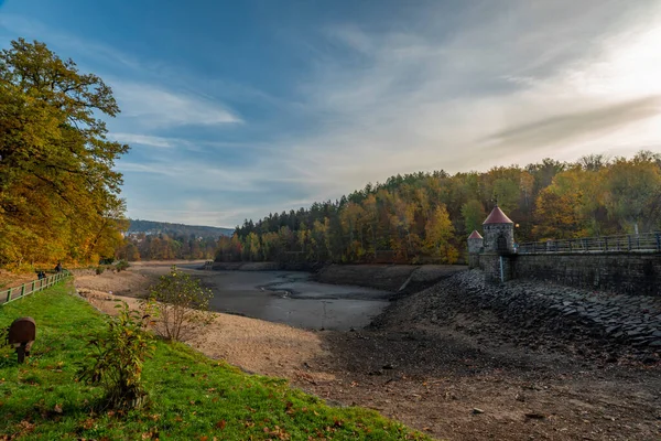 Harcov Dam Liberec City Autumn Color Fresh Mornig First Time — Stock Photo, Image