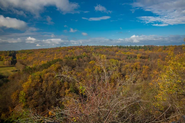 Цветная Долина Сарецкого Ручья Осенью Голубого Неба День Столице Праге — стоковое фото