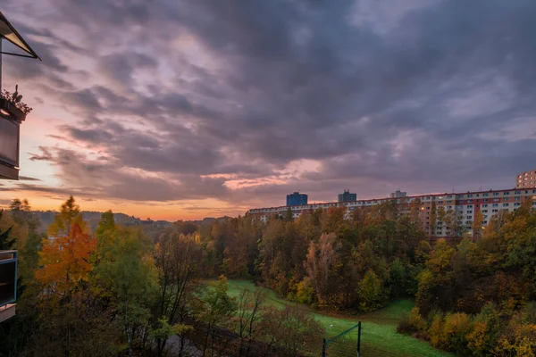 Kuzey Bohemya Daki Liberec Şehrinde Sonbahar Açık Renk Taze Gün — Stok fotoğraf