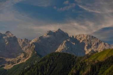 Yaz mevsimi için Jezersko köyünün gözcü noktasından manzara