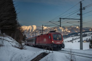 Austria red fast nice passenger trains in Spital am Pyhrn station 02 10 2023