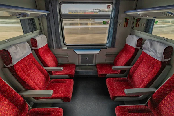 Отсек Первого Класса Скоростном Пассажирском Поезде Новой Железнодорожной Линии Праги — стоковое фото