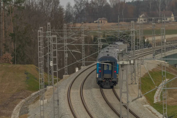 Snelle Passagierstrein Nieuwe Spoorlijn Van Praag Naar Tabor — Stockfoto