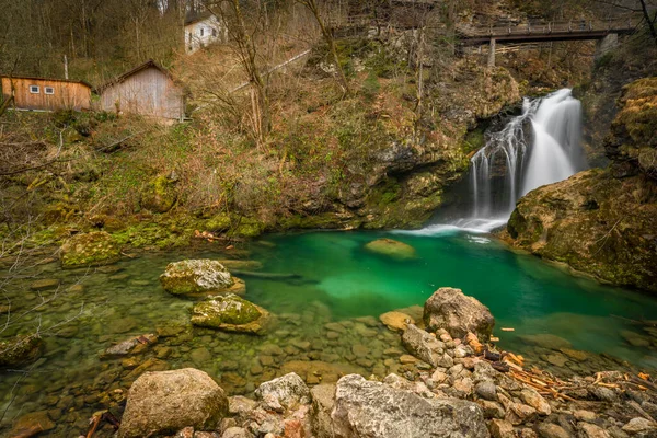 Sum Wasserfall Auf Dem Fluss Radovna Frühling Farbe Frischen Norden — Stockfoto