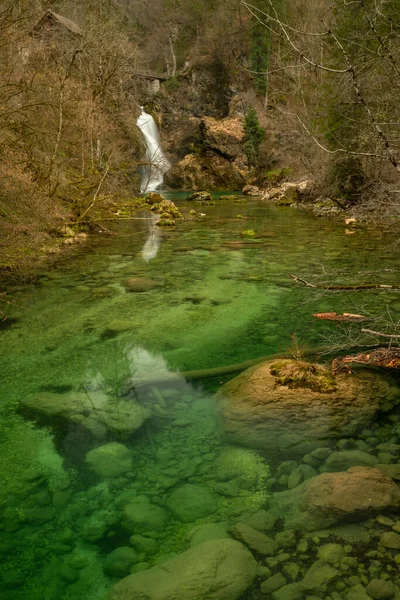 Suma Cascada Río Radovna Color Primavera Fresco Norte Eslovenia —  Fotos de Stock