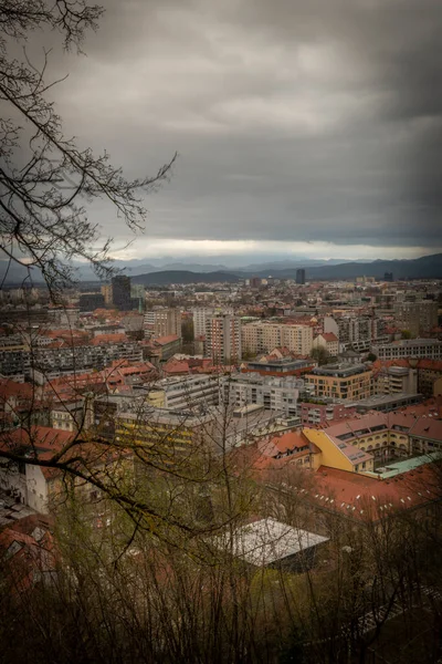 Jarní Oblačný Večerní Pohled Hlavní Staré Náměstí Lublani 2023 — Stock fotografie
