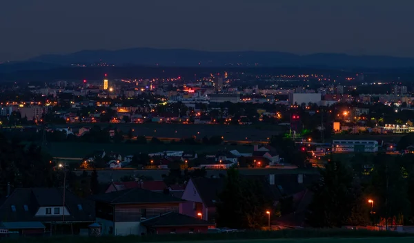 View Ceske Budejovice City Hrdejovice Village Blue Hour Beautiful Sunset — Stock Photo, Image