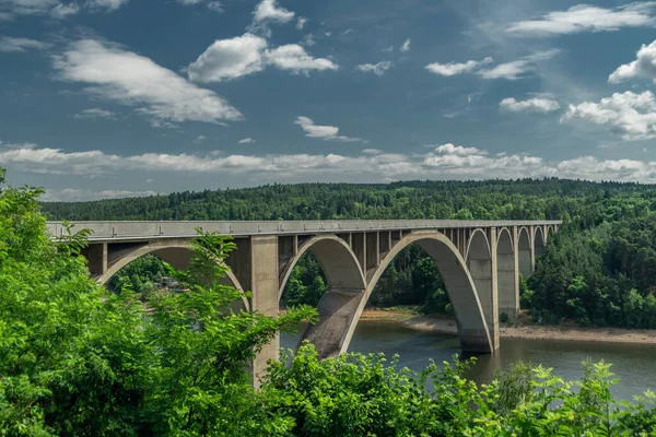 stock image View near Podolsky bridge in summer sunny hot day in south Bohemia