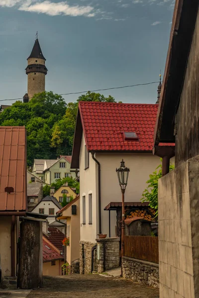 Pohled Staré Město Stramberk Barvami Letních Ulic Starých Historických Domů — Stock fotografie