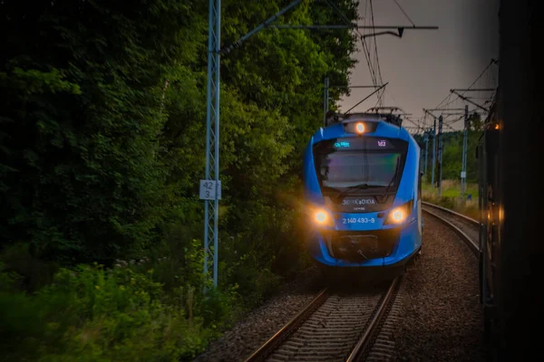 Вид Летнего Ночного Поезда Тумина Рюмин Хель Рыбником Польша 2023 — стоковое фото