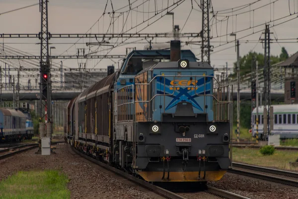 Τρένα Στο Χρώμα Καλοκαίρι Συννεφιά Ζεστό Βράδυ Bohumin 2023 — Φωτογραφία Αρχείου