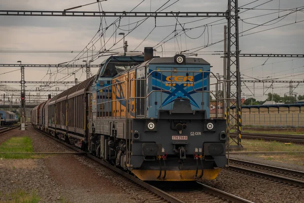 Поезда Цветной Летний Облачный Жаркий Вечер Богумине 2023 — стоковое фото