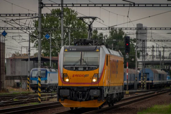 Τρένα Στο Χρώμα Καλοκαίρι Συννεφιά Ζεστό Βράδυ Bohumin 2023 — Φωτογραφία Αρχείου