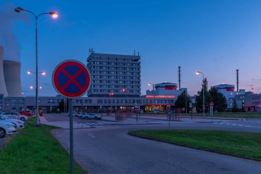 Blue hour evening near nuclear power plant in Temelin CZ 07 26 2024 clipart