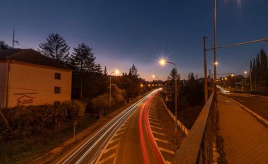 Roundabout road and roads in autumn cold evening in Usti nad Labem CZ 11 01 2024 clipart