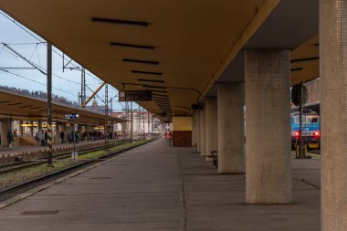 Trains and platforms in reconstruction of station Smichov in Prague CZ 11 22 2024 clipart