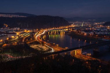 Autumn afternoon sunset view from Vetruse castle in color Usti nad Labem CZ 11 30 2024 clipart