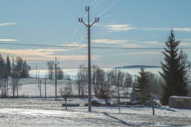 Blue frosty winter day with inversion in valleys near Roprachtice CZ 12 28 2024 clipart