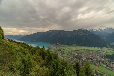 Summer cloudy sunny color view for Brienzersee lake in Harder Kulm Switzerland 09 08 2025