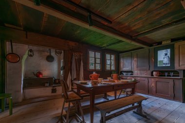 Open air museum with old rural houses interior in Brienz Switzerland 09 09 2025