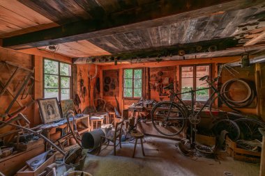 Open air museum with old rural houses interior in Brienz Switzerland 09 09 2025