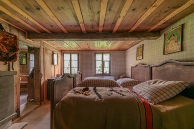 Open air museum with old rural houses interior in Brienz Switzerland 09 09 2025