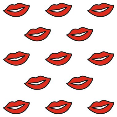 Güzel seksi kız dudakları. Bir grup kız. Beyaz arkaplanda vektör illüstrasyonu