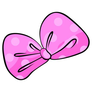 Kurdeleli pembe fiyonk ve kelebek vektör çizimi tasarımı