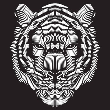 Dövmeli bir kaplan kafasının vektör çizimi