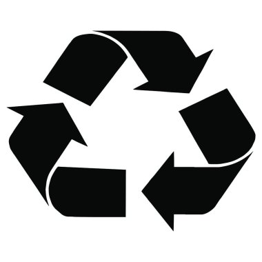 Geri dönüşüm simgesi. biçim iki renkli düz sembol, yeşil ve gri renkler, yuvarlak açılar, beyaz arkaplan.