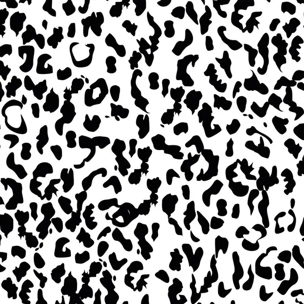 Leopar deseni kusursuz desen. Beyaz Arkaplanda Siyah Lekeler. Vahşi Hayvan Taklidi Çitası ya da Leopar Derisi Vektörü