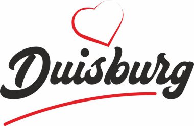 Duisburg şehir metin tasarım ile kırmızı kalp tipografik simgesi tasarım turistik tanıtımı için uygun