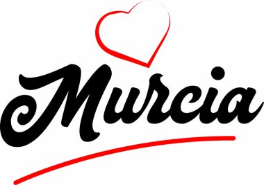 Murcia şehir metin tasarım ile kırmızı kalp tipografik simgesi tasarım turistik tanıtımı için uygun