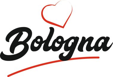 Bologna şehir metin tasarım ile kırmızı kalp tipografik simgesi tasarım turistik tanıtımı için uygun