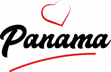 Panama şehir metin tasarımı turistik tanıtım için uygun kırmızı kalp tipografik simge tasarımı
