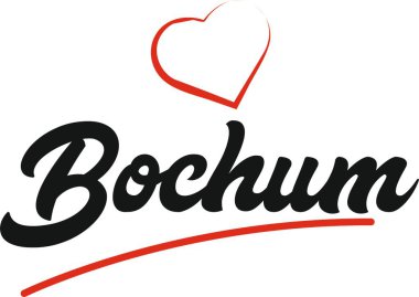 Bochum city metin tasarım ile kırmızı kalp tipografik simgesi tasarım turistik tanıtımı için uygun