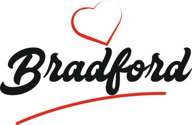 Bradford city metin tasarım ile kırmızı kalp tipografik simgesi tasarım turistik tanıtımı için uygun