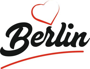 Berlin şehir metin tasarım ile kırmızı kalp tipografik simgesi tasarım turistik tanıtımı için uygun