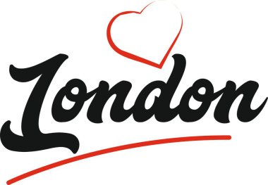 Londra şehir metin tasarım ile kırmızı kalp tipografik simgesi tasarım turistik tanıtımı için uygun