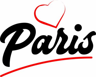 Paris şehir metin tasarım ile kırmızı kalp tipografik simgesi tasarım turistik tanıtımı için uygun