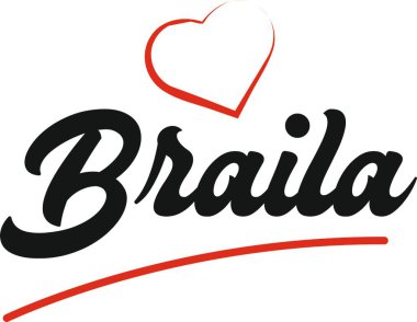 Turistik tanıtım için uygun kırmızı kalp tipografik simge tasarımı ile Baila şehir metin tasarımı