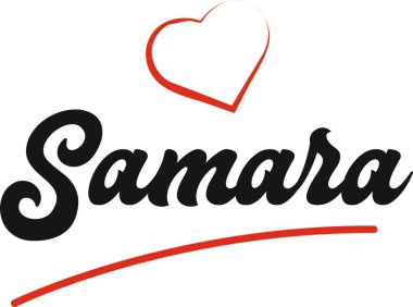 Samara şehir metin tasarım ile kırmızı kalp tipografik simgesi tasarım turistik tanıtımı için uygun