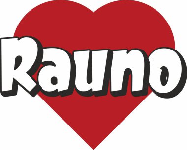 Rauno şehir metin tasarımı turistik tanıtım için uygun kırmızı kalp tipografik ikon tasarımı