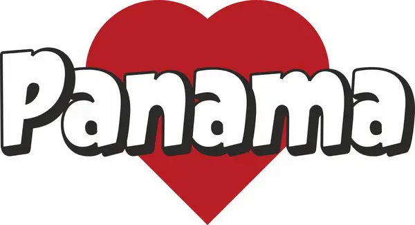 Panama şehir metin tasarımı turistik tanıtım için uygun kırmızı kalp tipografik simge tasarımı