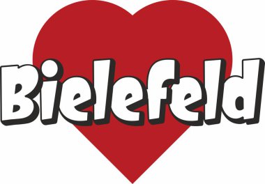 Turistik tanıtım için uygun kırmızı kalp tipografik simge tasarımlı şehir metin tasarımı