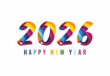 Mutlu yıllar 2026 metin tasarımı. 2026 yılının iş günlüğünün kapağı. Kaligrafi boyalı metin efektleriyle mutlu yıllar 2026..